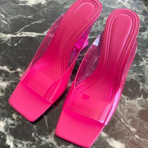 NWOT Zara Fuchsia Lucite / Transparent Heels, size 39